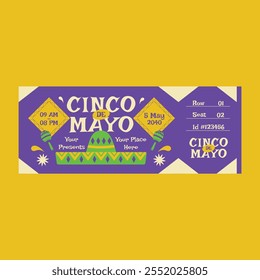 Green Flat Design Cinco De Mayo Ticket