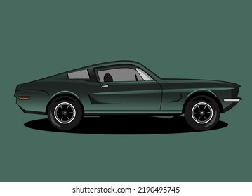 green flat design vintage car illustration