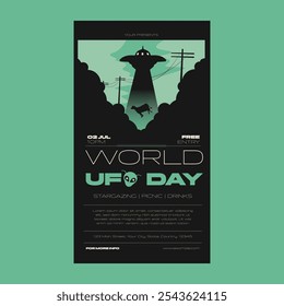 Green Flat Design World UFO Day Social Media Story