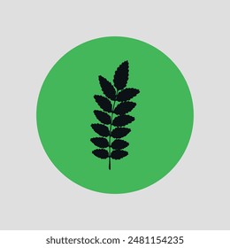 Icono ecológico plano verde con una planta forestal. Vector sobre fondo gris