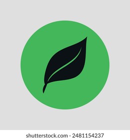 Grüne flache Ökoikone mit einer Waldpflanze. Vektorgrafik auf grauem Hintergrund