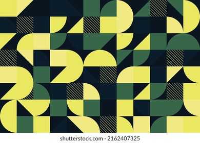 Green flat geometric seamless pattern illustration. Stylish retro mosaic repeat background design