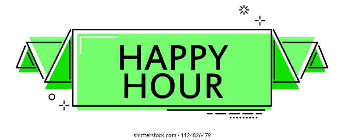 green flat line banner happy hour
