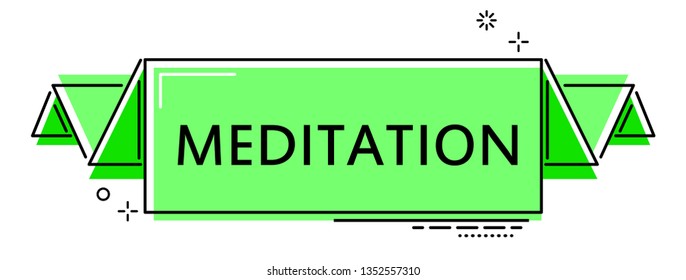 green flat line banner meditation