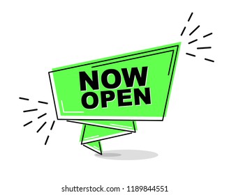 green flat line banner now open