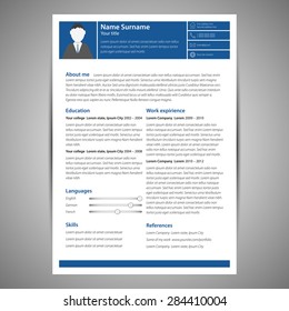 Green flat resume and cv template. Vector Illustration.