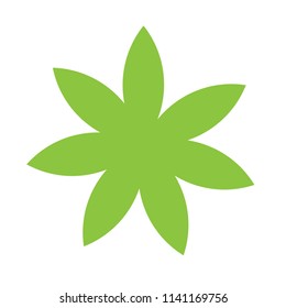 Green  flat silhouette, object of flower for logo