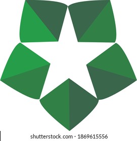 Ilustración del concepto de logotipo de estrella de estilo plano verde 