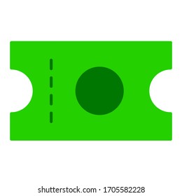 Green Flat Ticket Symbol. Coupon Icon Sign