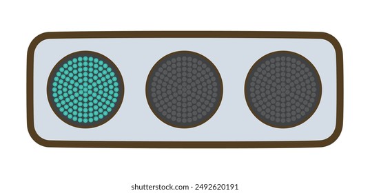 Green flat traffic light. Public property. Vector illustration.
