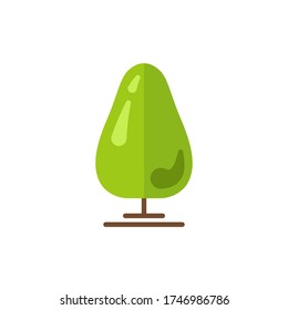 Green flat tree icon isolated on white background. Modern style. Vector illustration.