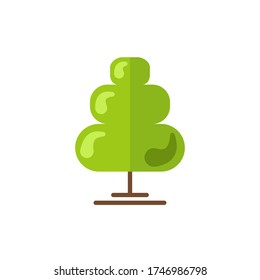 Green flat tree icon isolated on white background. Modern style. Vector illustration.