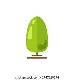 Green flat tree icon isolated on white background. Modern style. Vector illustration.