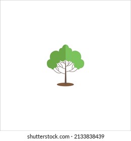 Green Flat trees nature plants clean shaping forms vector collection isolated illustration tree plant green nature environment 