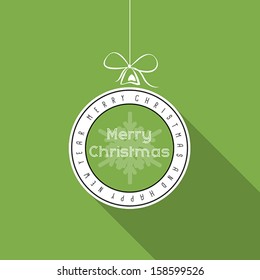 green flat typographic transparent christmas ball with snowflake. christmas concept