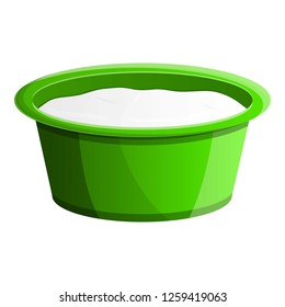 Green flat yogurt package icon. Cartoon of green flat yogurt package vector icon for web design isolated on white background