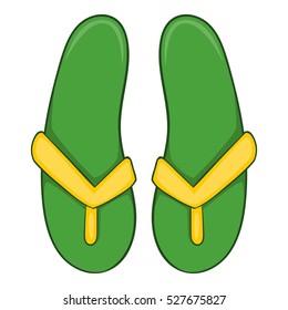 Green flip flops icon. Cartoon illustration of green flip flops vector icon for web