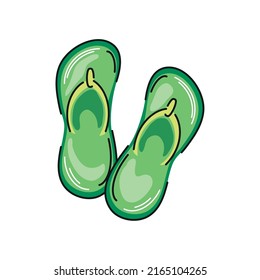 green flip flops icon isolated