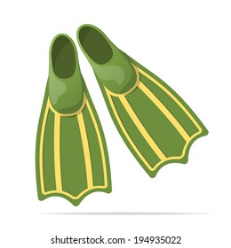 Green flippers for diving - vector illustration