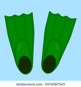 Green flippers illustration perfect for summer and beach-themed designs. Ideal for adding a splash of color to your summertime projects.