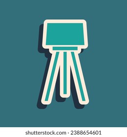 Green Floor lamp icon isolated on green background. Long shadow style. Vector