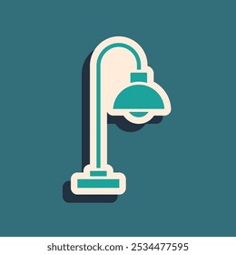 Green Floor lamp icon isolated on green background. Long shadow style. Vector