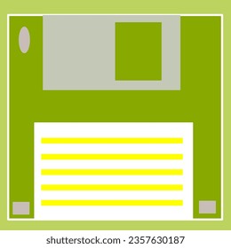 Green floppy disk design on green background