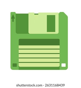 green floppy disk icon – flat vector download and save symbol	