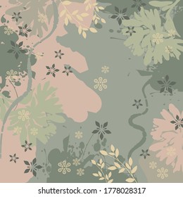 Green floral abstract scarf pattern for hijab design