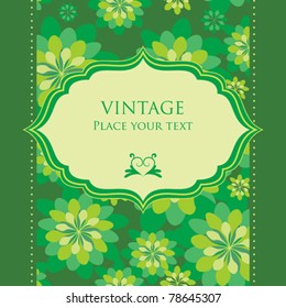 Green floral abstract template for invitations, greeting cards or other design