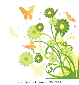 green floral background