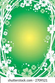 green floral background with  clover