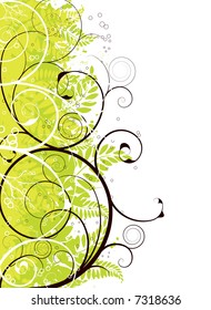 green floral background design in different shades of green