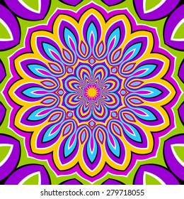 Green floral background with magic flower (optical expansion illusion)