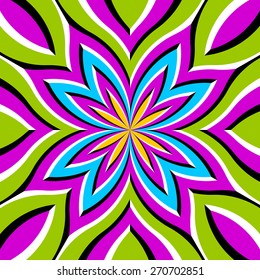Green floral background with pink flower (spin illusion)