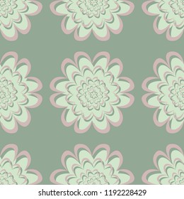 Green floral background. Seamless pattern with flower designs for wallpapers, textile and fabrics