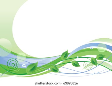 Green Floral Background With Space For Text