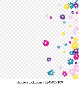 Green Floral Background Transparent Vector. Garden Simple Illustration. Violet Gerbera Romantic. Beauty Textile. Abstract Pink Petal.