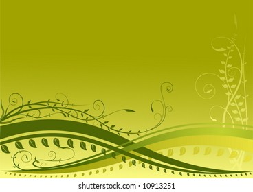 Green floral background - vector