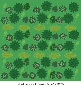 Green floral background vector  with elements.Illustration with tropical leaves and flowers. Useful for advertising, web design , bag , fabric and printed media.