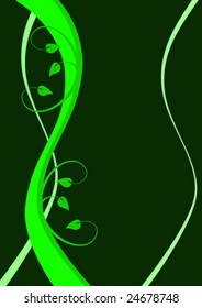 A green floral background vector illustration on a darker background with room for text