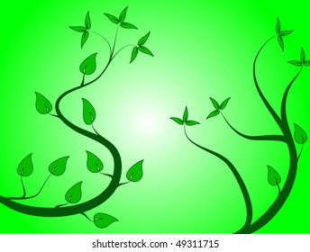 A green floral background vector illustration with room for text