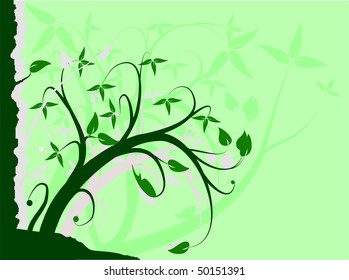 A green floral background vector illustration with room for text