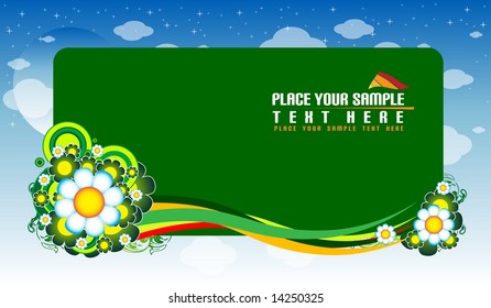 Green, floral banner