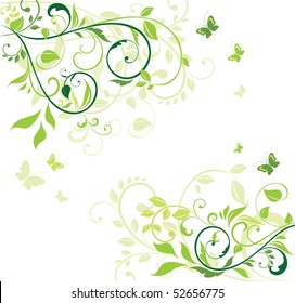 Green floral banner