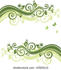 Green floral banner