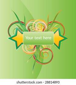 Green floral banner. Vector.