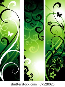 Green floral banners