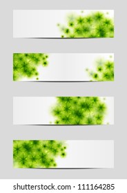 Green floral banners with lights