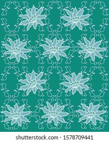 Green Floral Batik Indonesia Pattern.